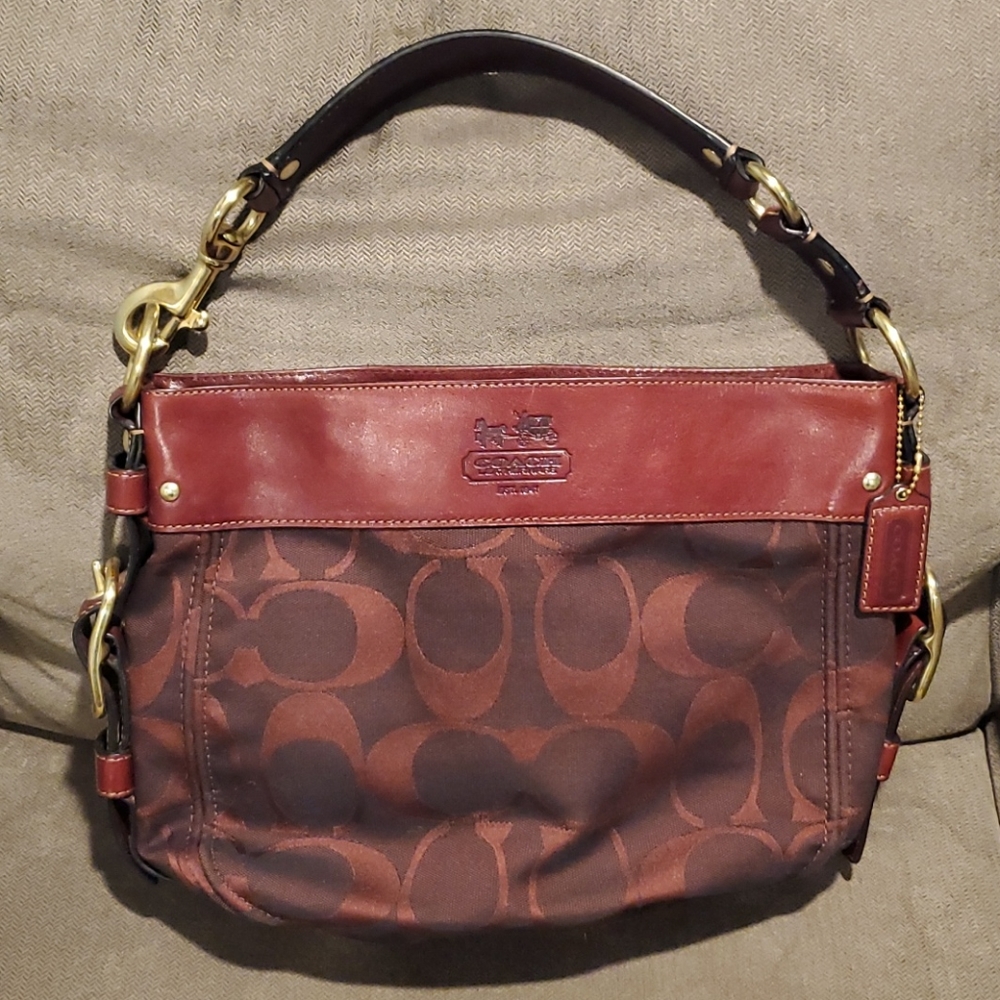 Coach Shoulder Bag Maroon Red